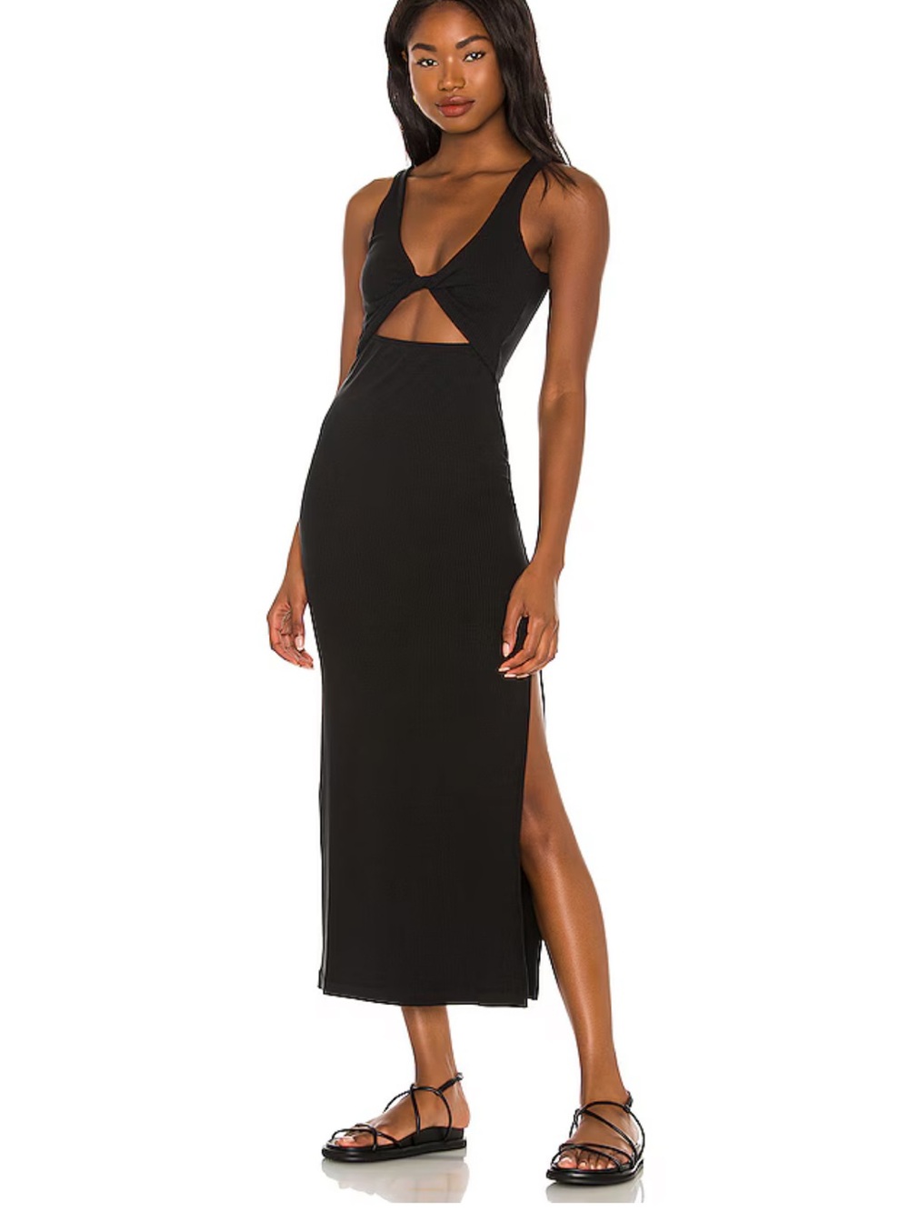 l*space Black Sleeveless Knot-Front Maxi Dress